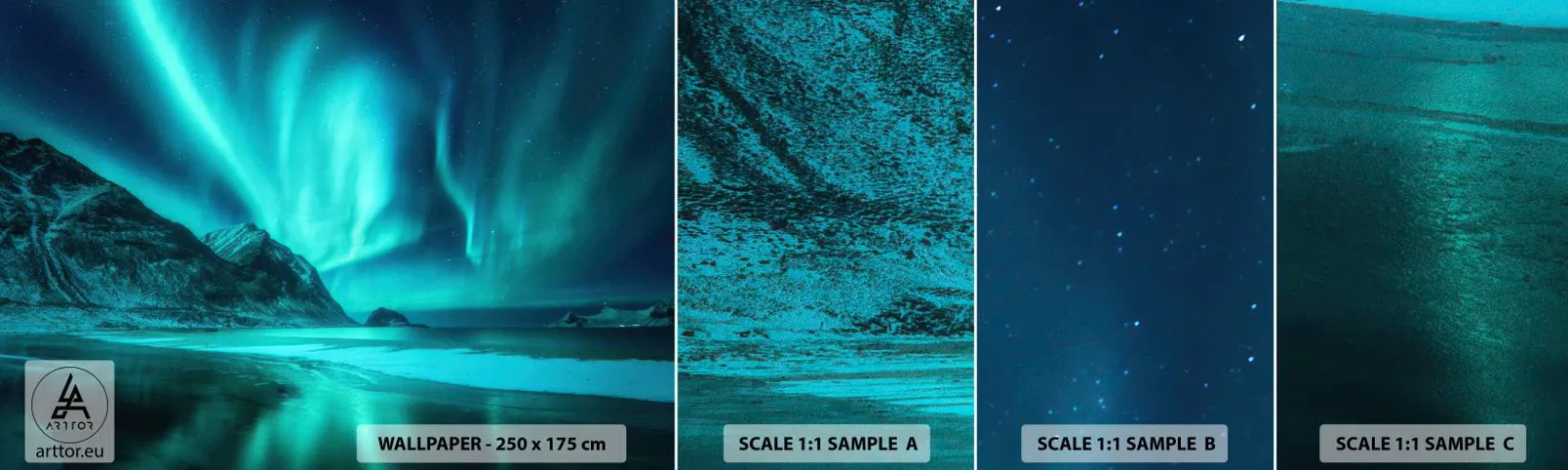 Photo Wallpaper Sample Standard Eco - Miracles of the North - Landscape, North Pole, Northern lights - 100x30 cm