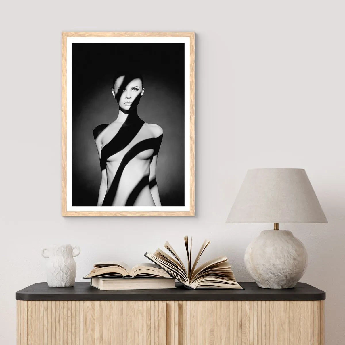 Poster in light oak frame - In the Light and in the Shadow - 50x70 cm