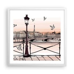 Poster in white frmae - Over the Roofs of Paris - 50x50 cm