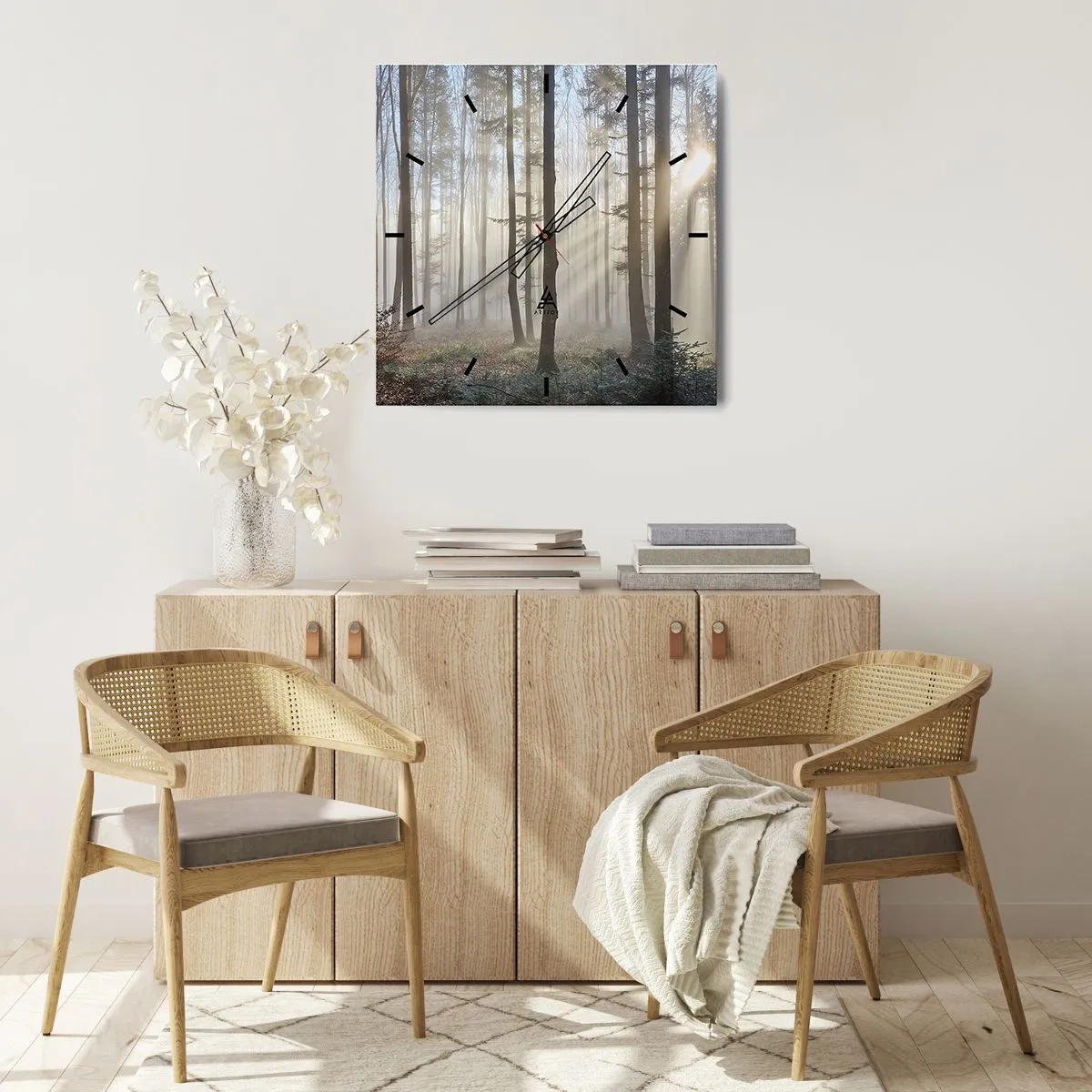 Wall clock - Clock on glass - Fog Has Woken up Too - 30x30 cm