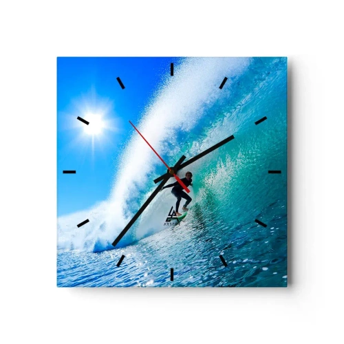 Wall clock - Clock on glass - Across Great Blue - 40x40 cm