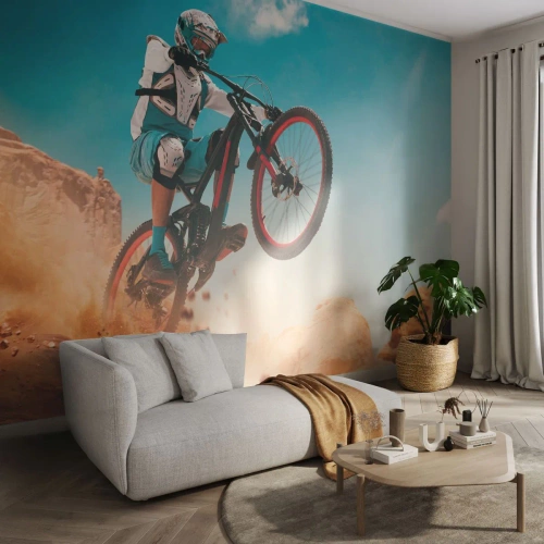 Photo Wallpaper Premium Sand - Madness on Wheels - Bicycle, Speed, Sports Competitions - 150x105 cm