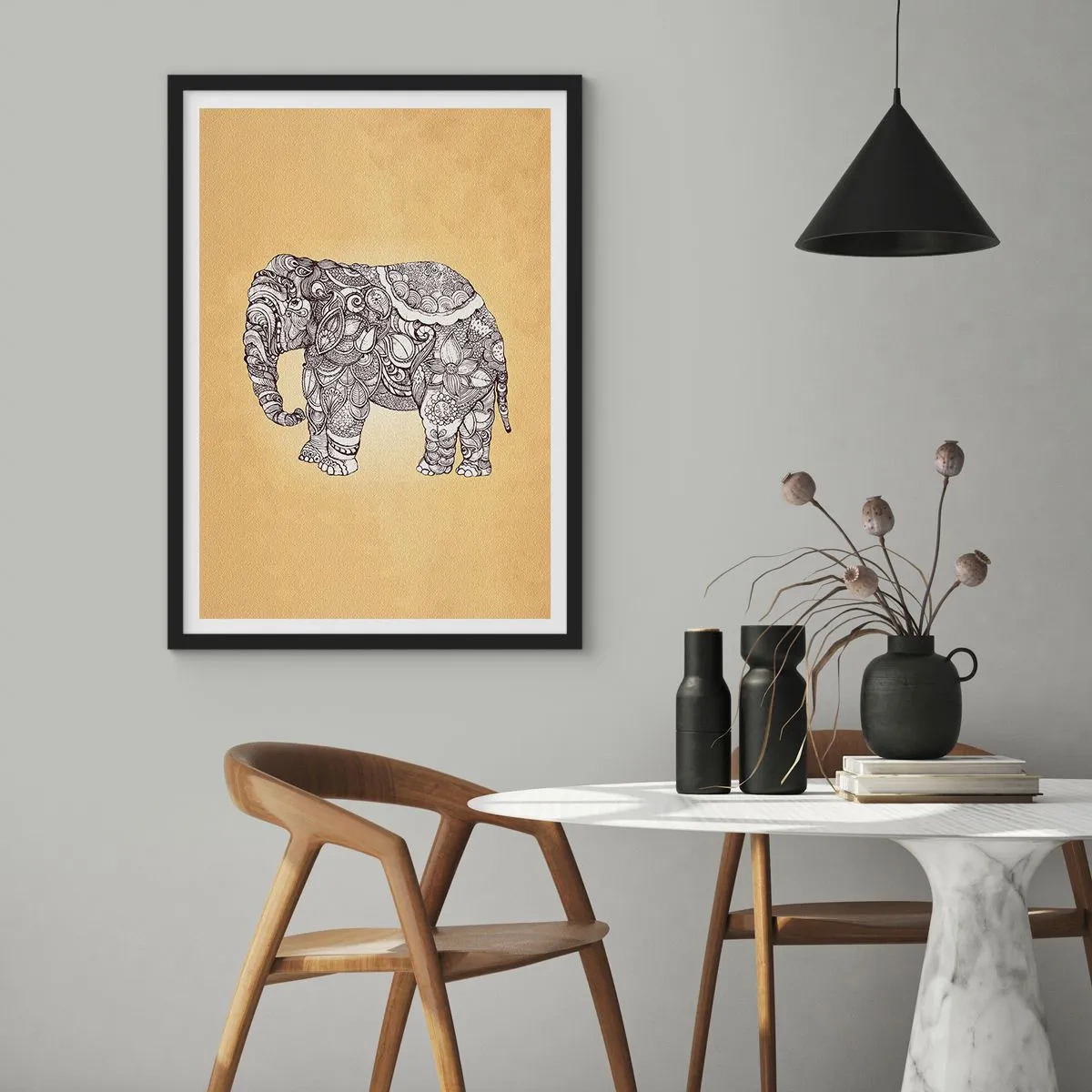 Poster in black frame - Hidden Elephant - 30x40 cm