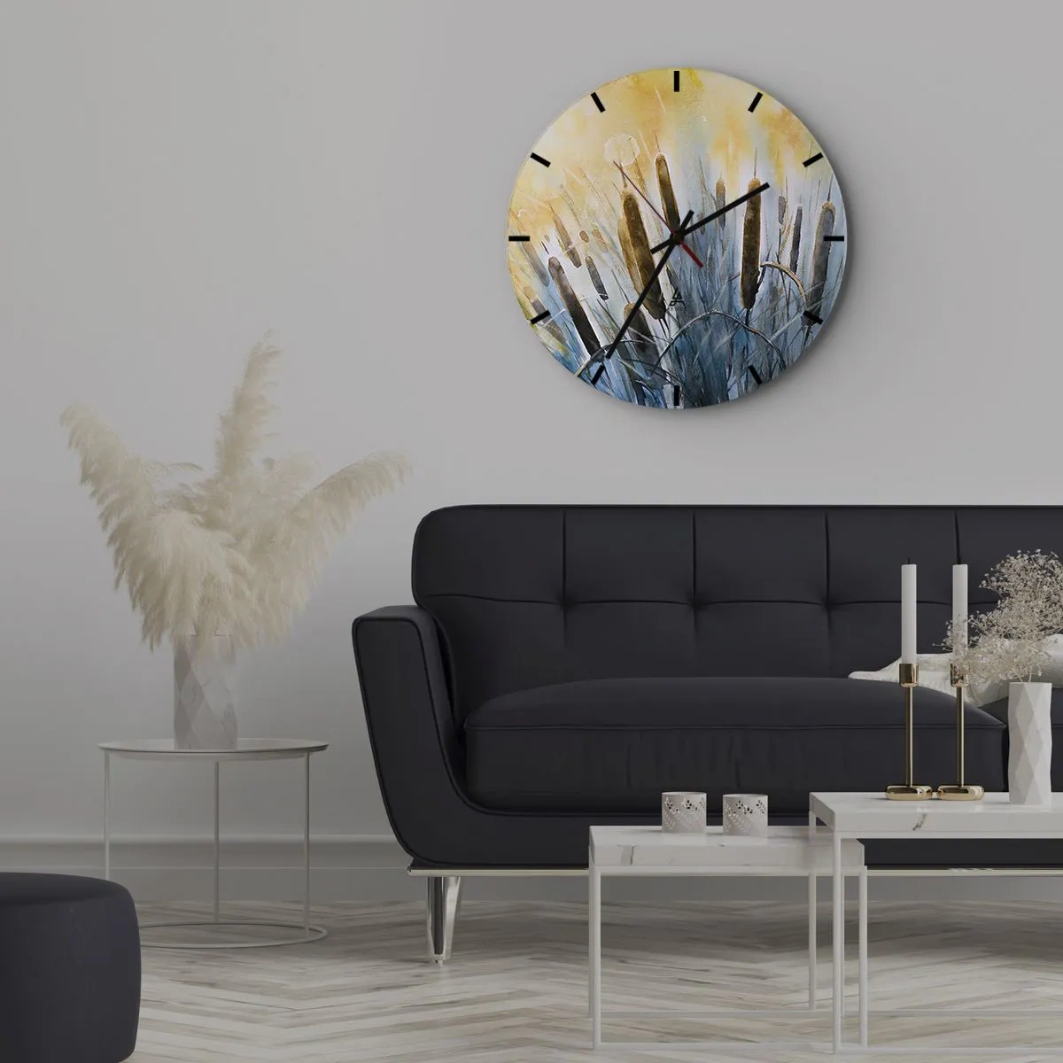 Wall clock - Clock on glass - Coolness of Water, Heat of the Sun - 30x30 cm