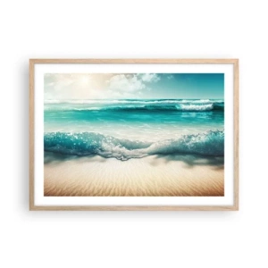 Poster in light oak frame - Calm of the Ocean - 70x50 cm