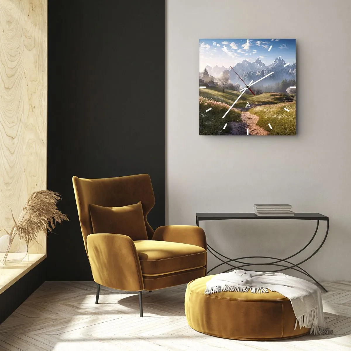 Wall clock - Clock on glass - Quiet Valley - 40x40 cm