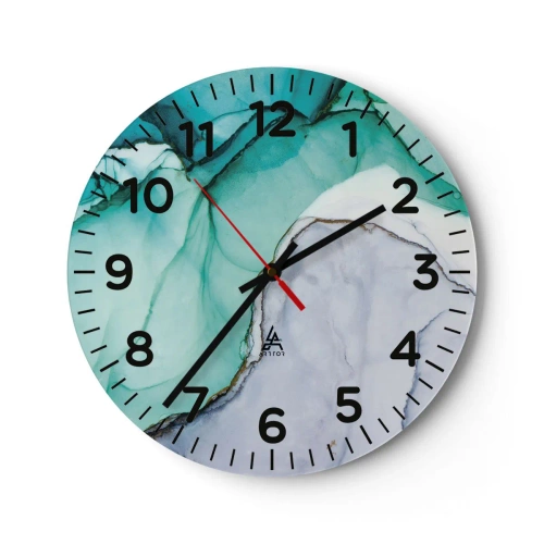 Wall clock - Clock on glass - Study in Turquoise - 40x40 cm