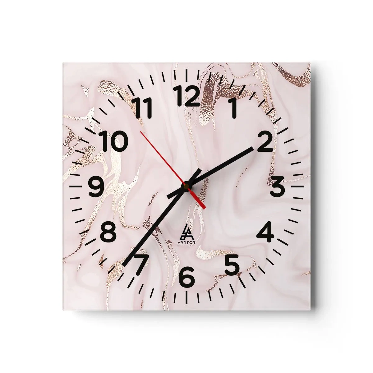 Wall clock - Clock on glass - In Pink - 40x40 cm