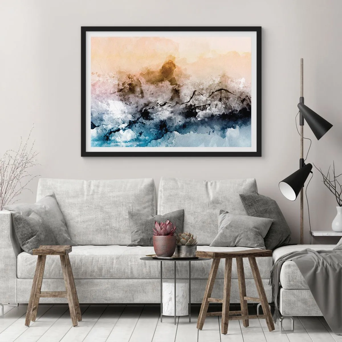 Poster in black frame - Drowned in Fog - 50x40 cm
