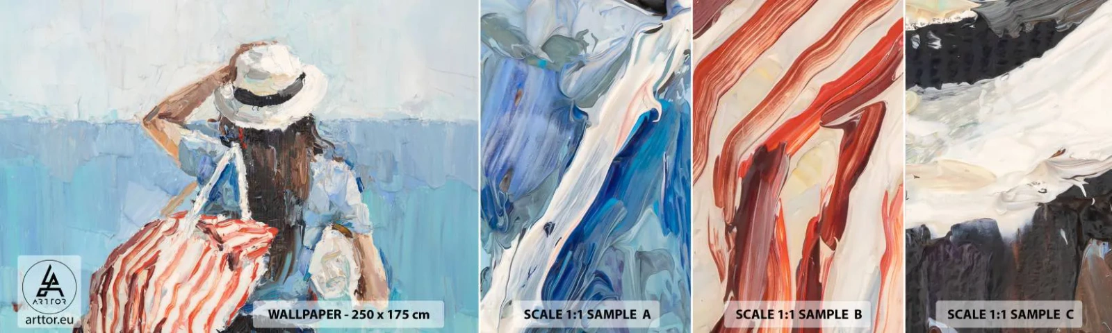 Photo Wallpaper Sample Self-Adhesive Deluxe Sticker - Welcome to Holiday - Beach, Woman, Nautical - 100x30 cm