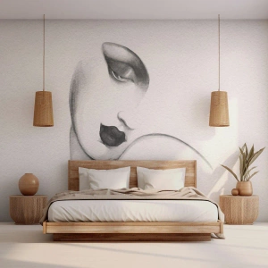 Photo Wallpaper Premium Sand - Lempicka Style - Portrait of a Woman, Woman's Face, Piece - 100x70 cm