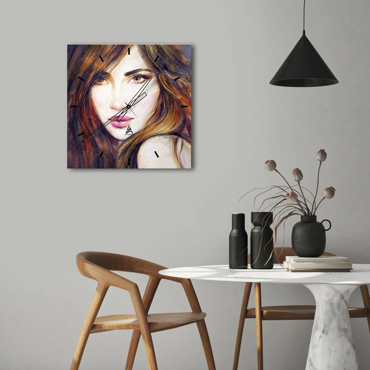 Wall clock - Clock on glass - Penny for Your Thoughts - 30x30 cm