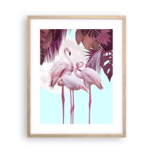 Poster in light oak frame - Three Bird Graces - 40x50 cm