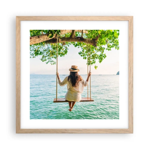 Poster in light oak frame - Life Is Beautiful - 40x40 cm