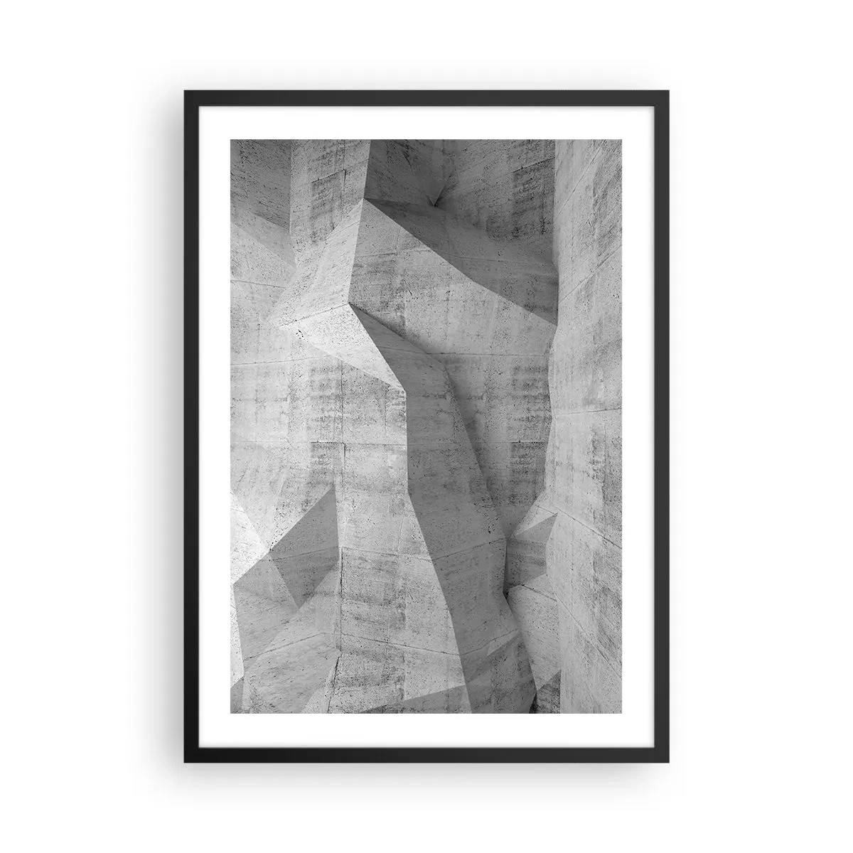 Poster in black frame - Geometric forms in shades of gray - 50x70cm - Real Challenge - Modern wall decoration for the living room and bedroom ARTTOR