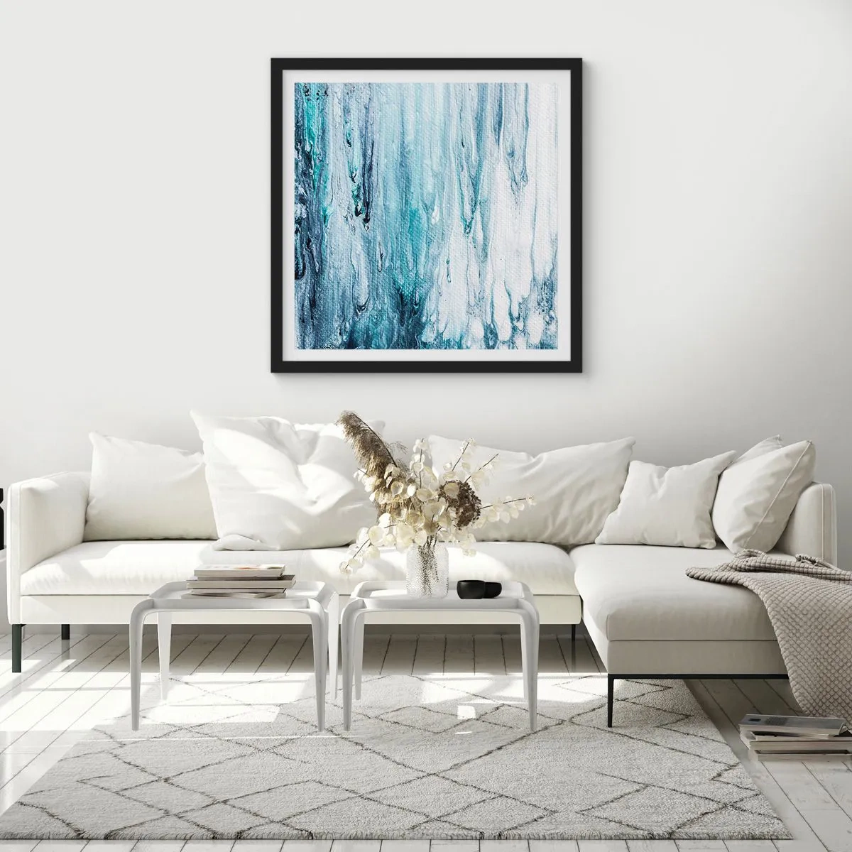 Poster in black frame - Blue Icicles - 60x60 cm