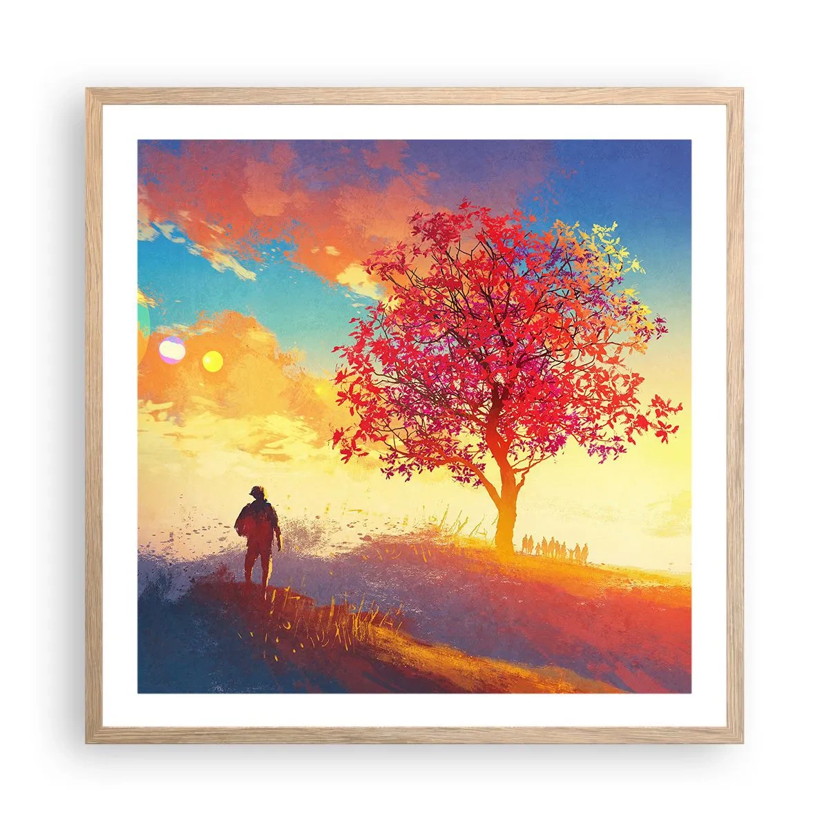 Poster in light oak frame - Pilgrim at Its Goal - 60x60 cm