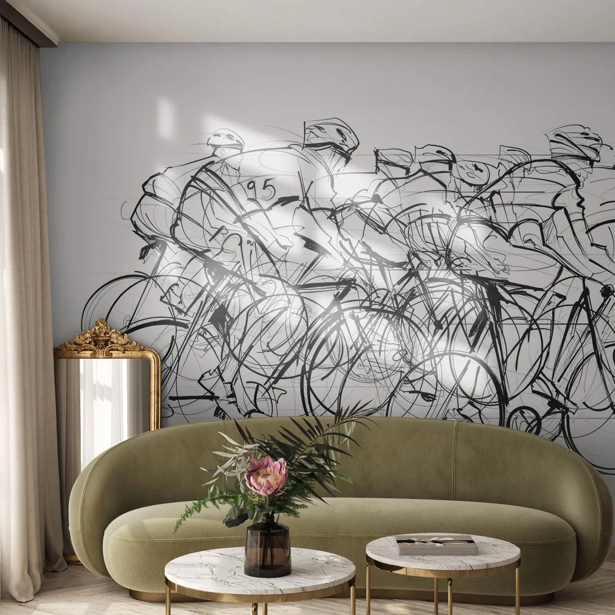 Photo Wallpaper Premium Canvas - Together as a Team - Graphics, Bicycle, Sport - 500x350 cm