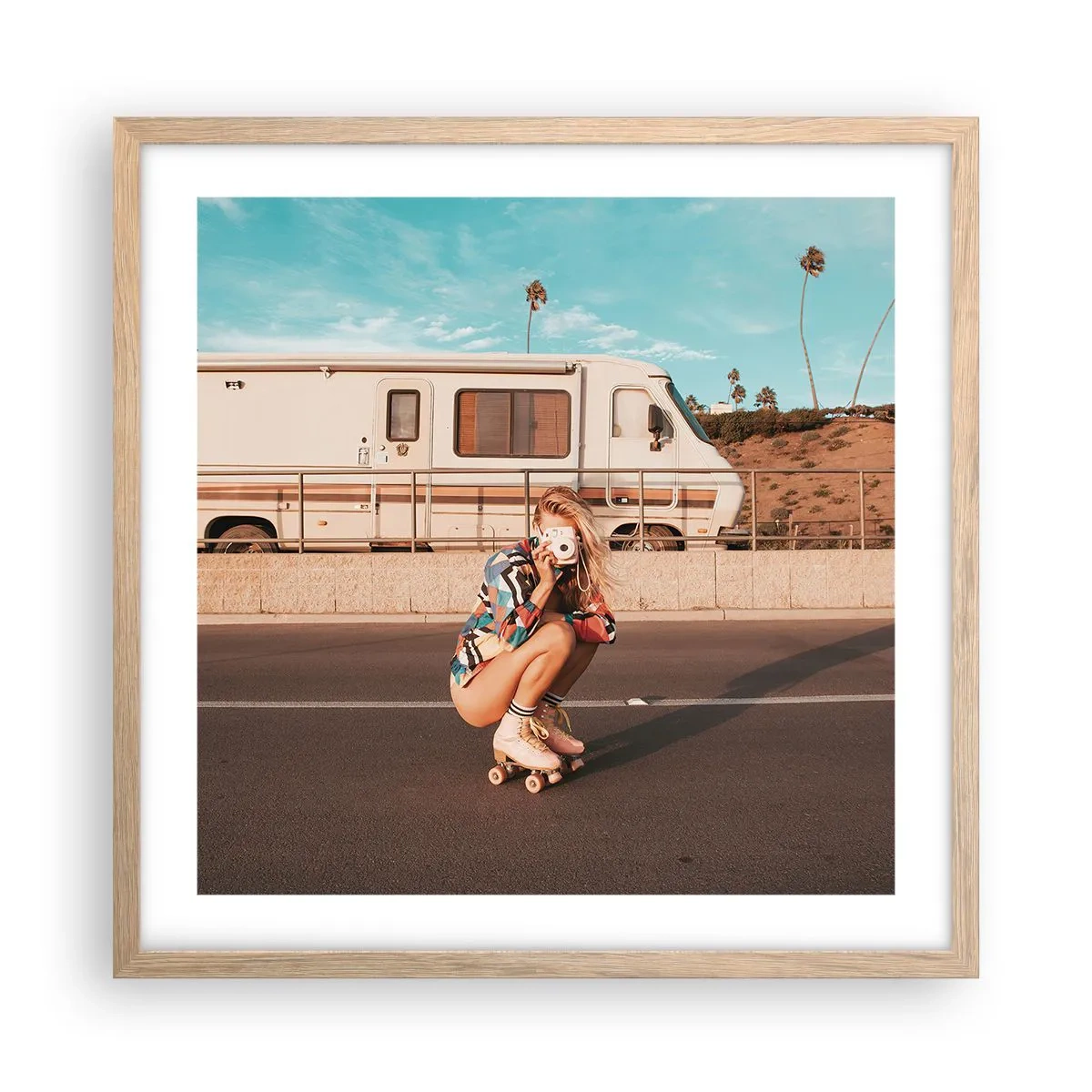 Poster in light oak frame - Smile, Please! - 50x50 cm