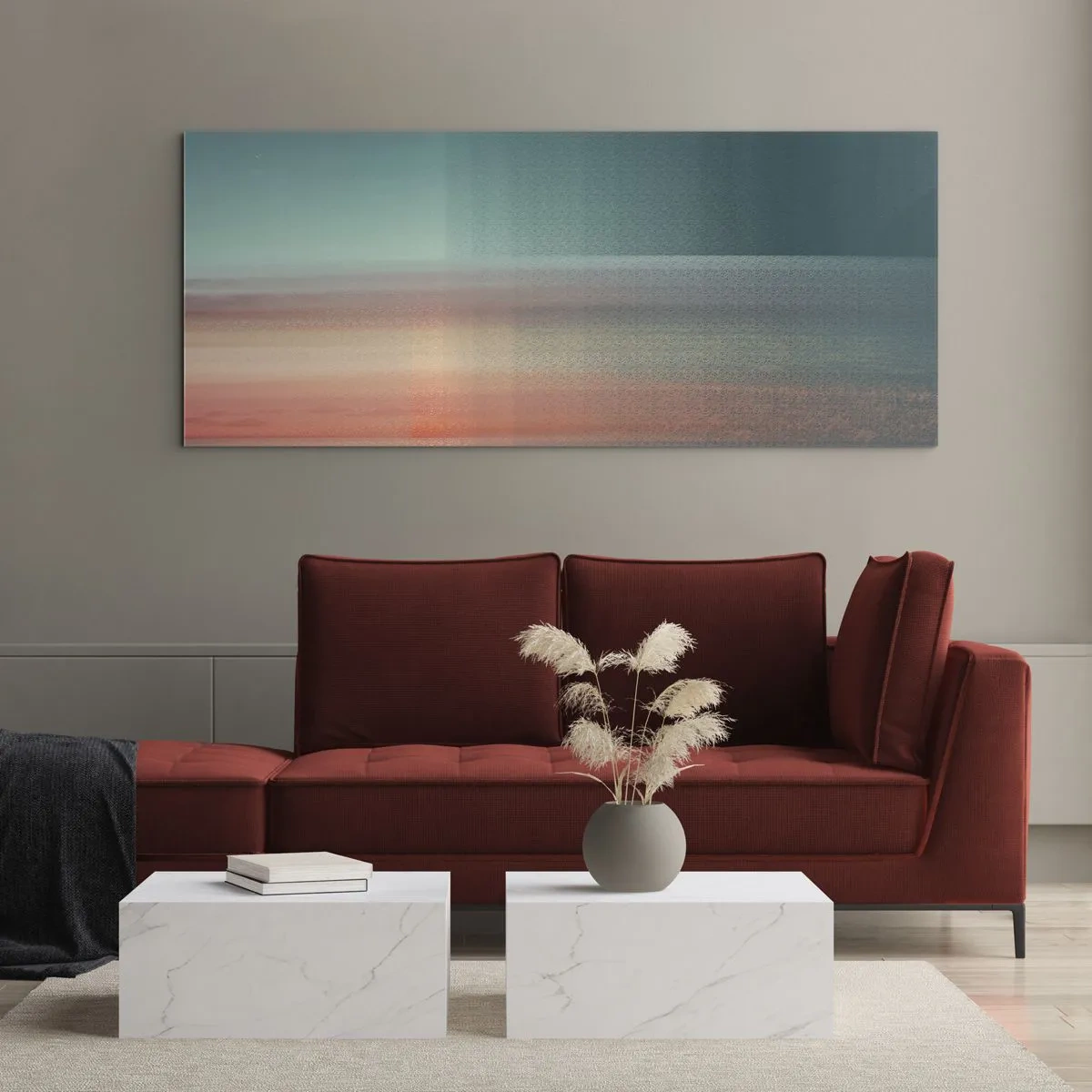 Glass picture - Abstract: Light Waves - 140x50 cm