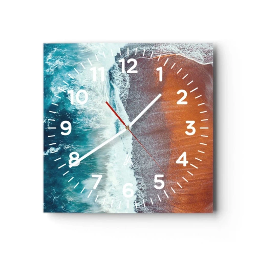 Wall clock - Clock on glass - Touch of the Ocean - 40x40 cm