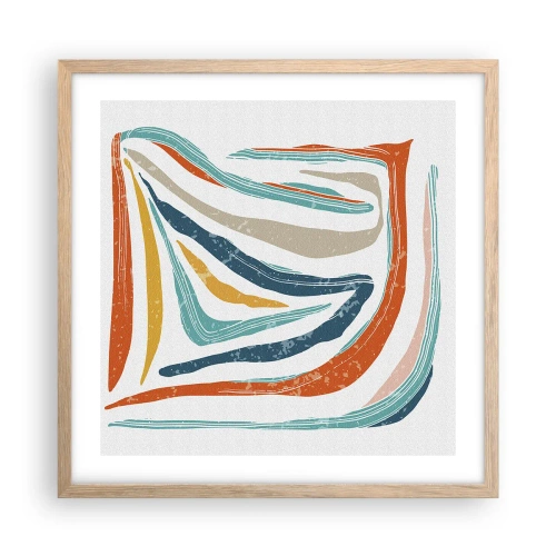 Poster in light oak frame - Abstract with a Friendly Smile - 50x50 cm
