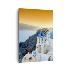 Canvas picture - Santorini - Snuggling up to the Rocks - 50x70 cm