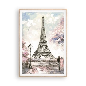 Poster in light oak frame - April Walk in Paris - 70x100 cm