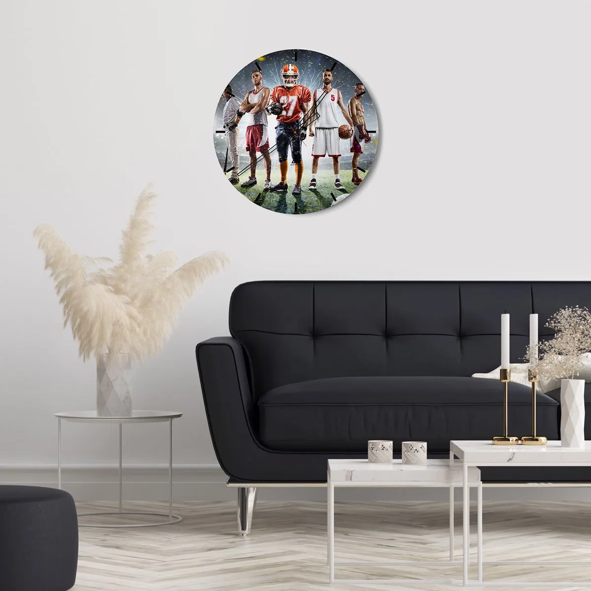 Wall clock - Clock on glass - Gladiators of the Pitch - 40x40 cm