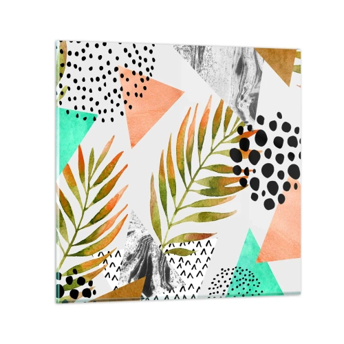 Glass picture - Decorated with a Palm Leaf - 50x50 cm