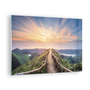 Glass picture - Hilltop Path with Sunset View - 70x50cm - Close to Heaven - Modern wall decoration for the living room and bedroom ARTTOR
