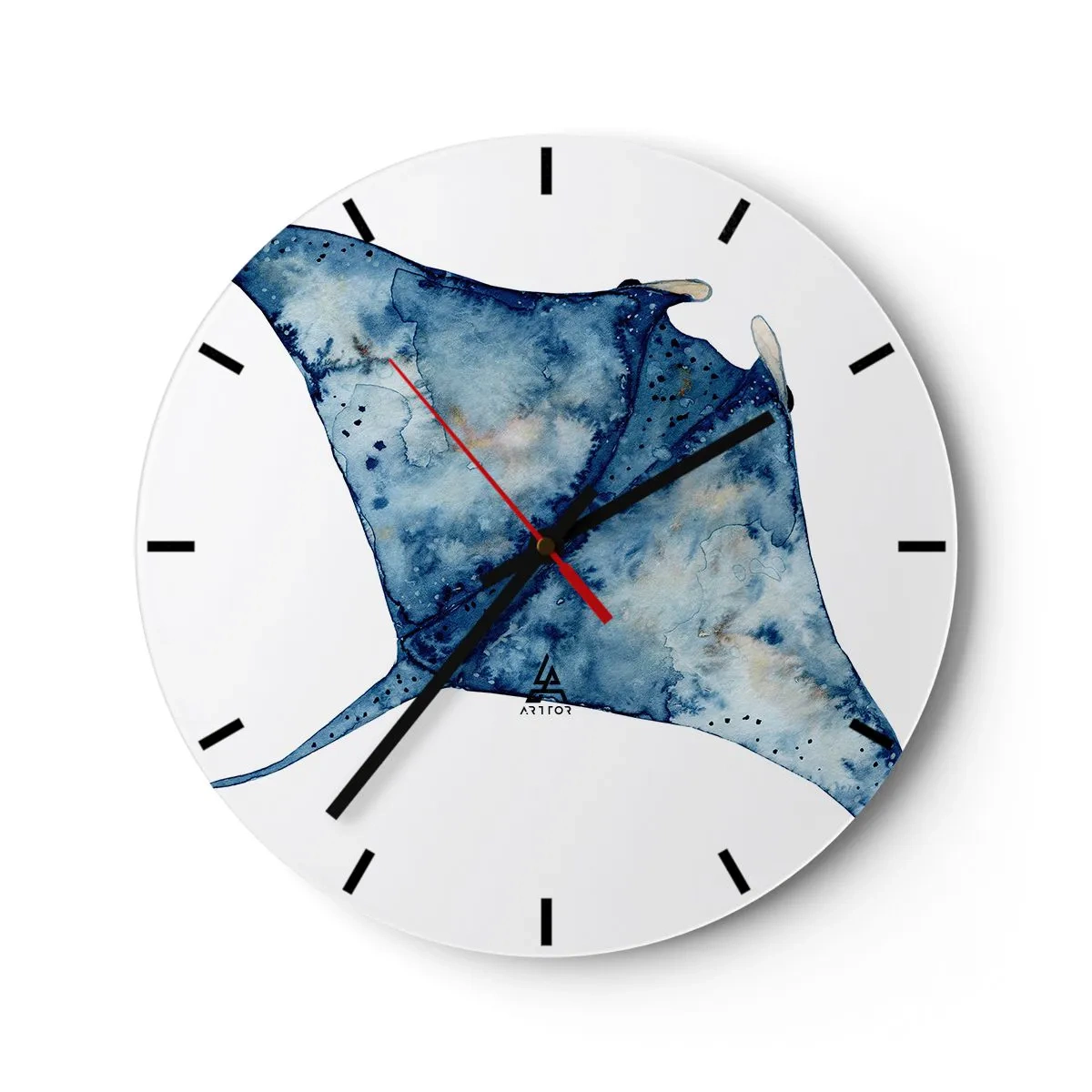 Wall clock - Clock on glass - Life In Blue - 40x40 cm