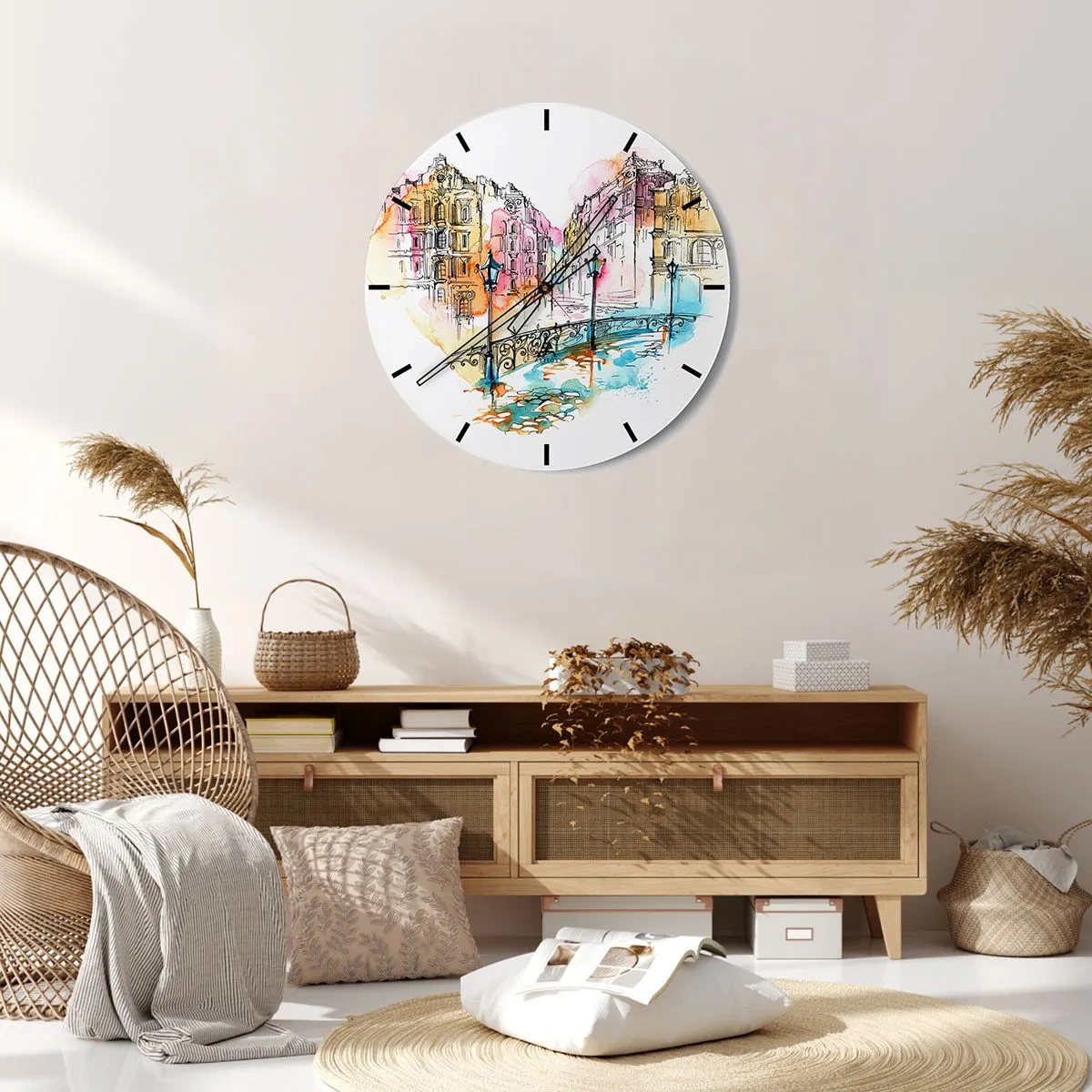 Wall clock - Clock on glass - Heart of a City - 40x40 cm