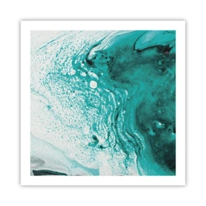 Poster - Dissolving in White and Turquoise - 60x60 cm