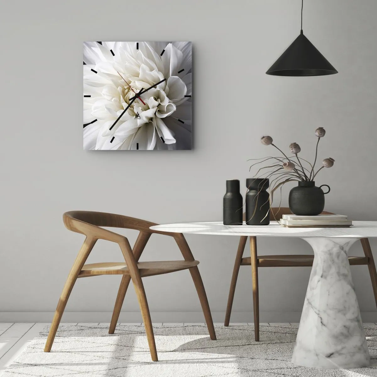 Wall clock - Clock on glass - Bride's Morning - 30x30 cm