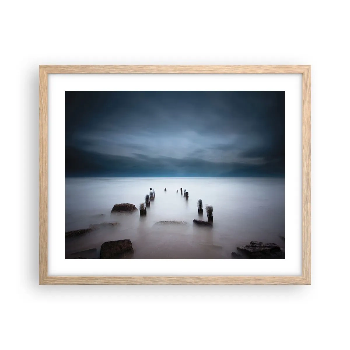 Poster in light oak frame - Pensive Lake - 50x40 cm