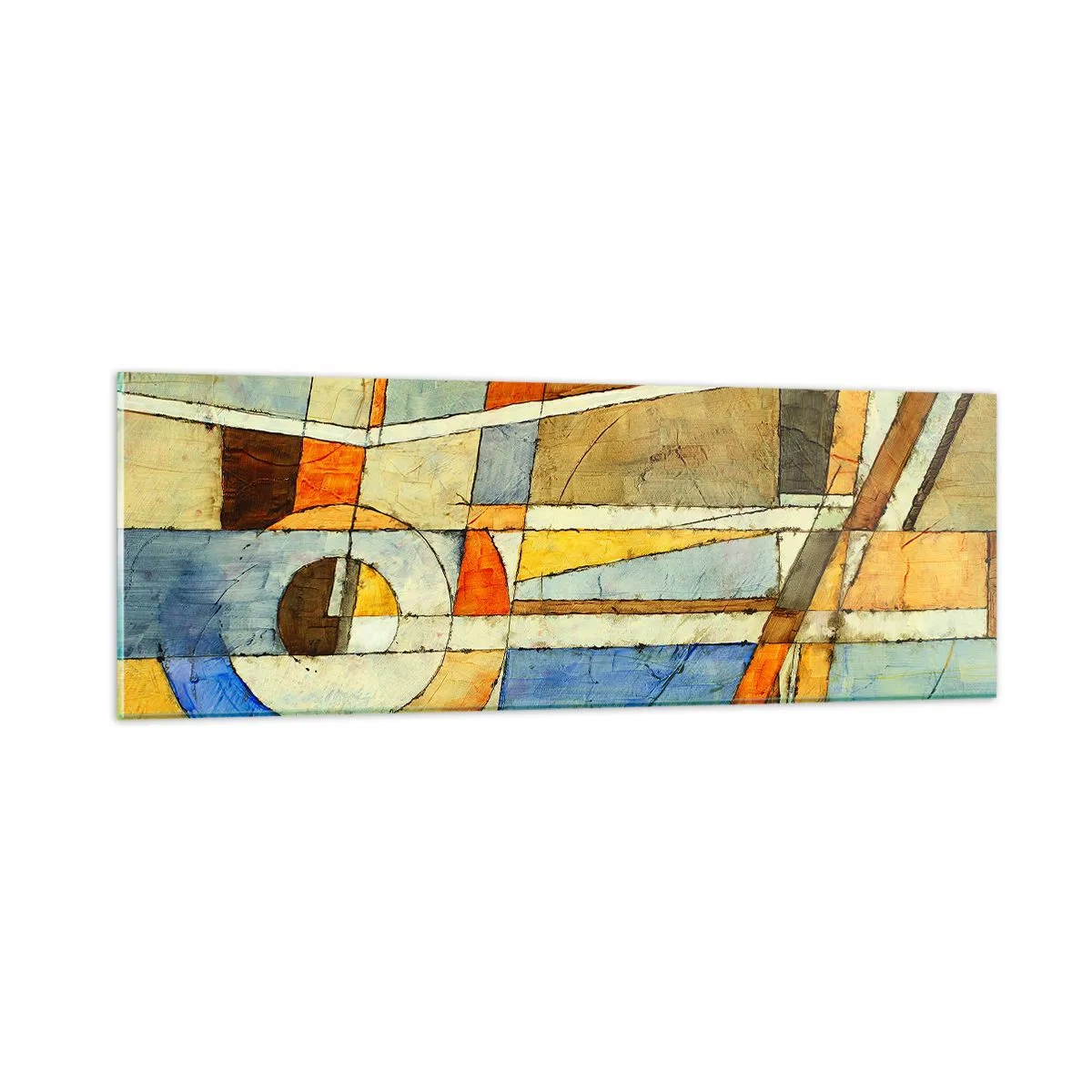 Glass picture - Cubism on a Construction Site - 90x30 cm