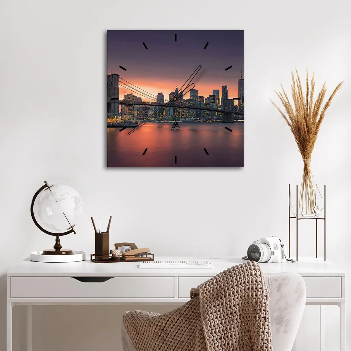 Wall clock - Clock on glass - Submerged in Lilac Silence - 40x40 cm