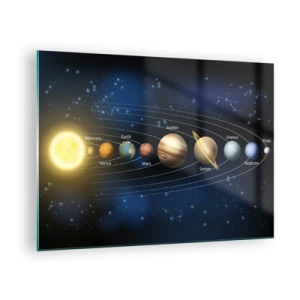 Glass picture - The solar system with planets and stars in the background - 70x50cm - One in Ten - Modern wall decoration for the living room and bedroom ARTTOR
