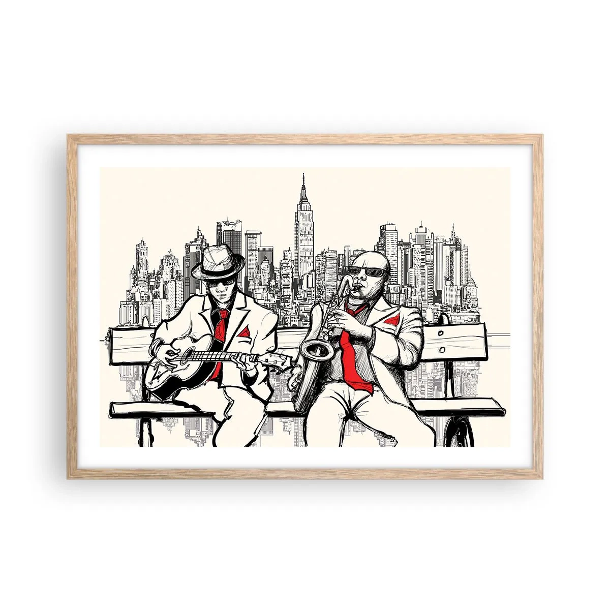 Poster in light oak frame - New York Improvisation - 70x50 cm