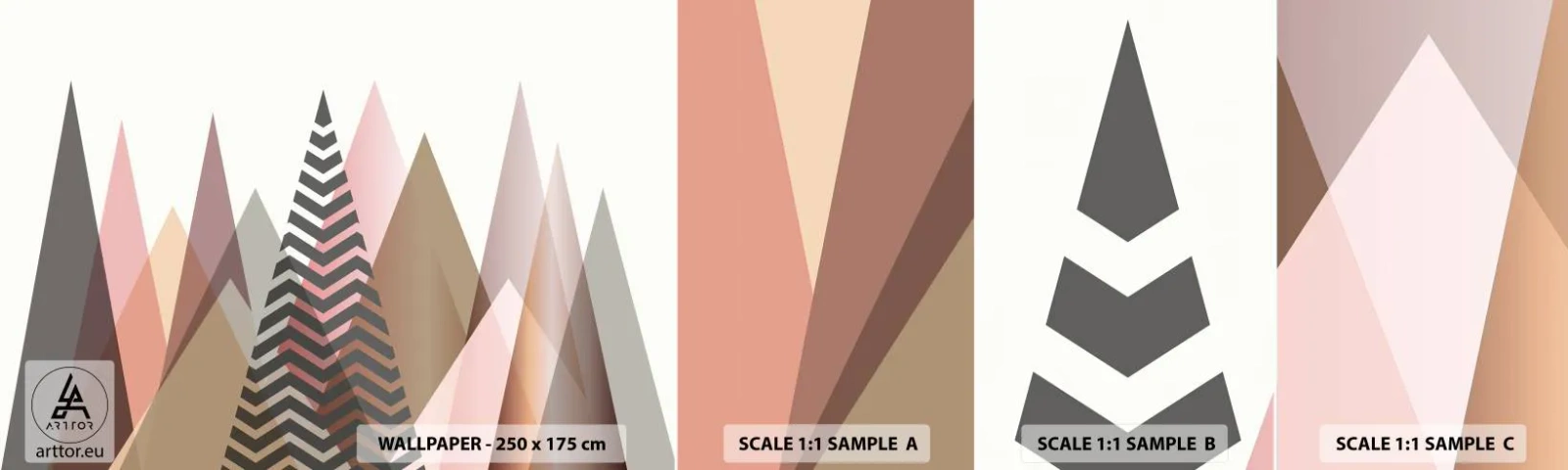 Photo Wallpaper Sample Self-Adhesive Deluxe Sticker - View of the Piramide - Abstraction, Piece, Triangles - 100x30 cm