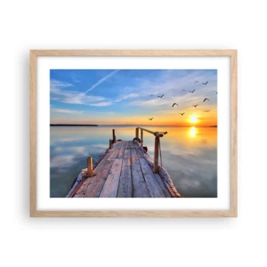 Poster in light oak frame - Walk towards the Sun - 50x40 cm