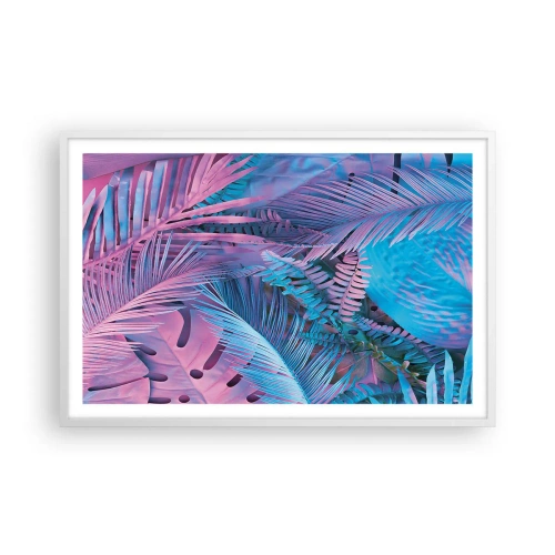 Poster in white frmae - Tropics in Pink and Blue - 91x61 cm