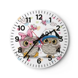 Wall clock - Clock on glass - Let's Keep in Love! - 40x40 cm