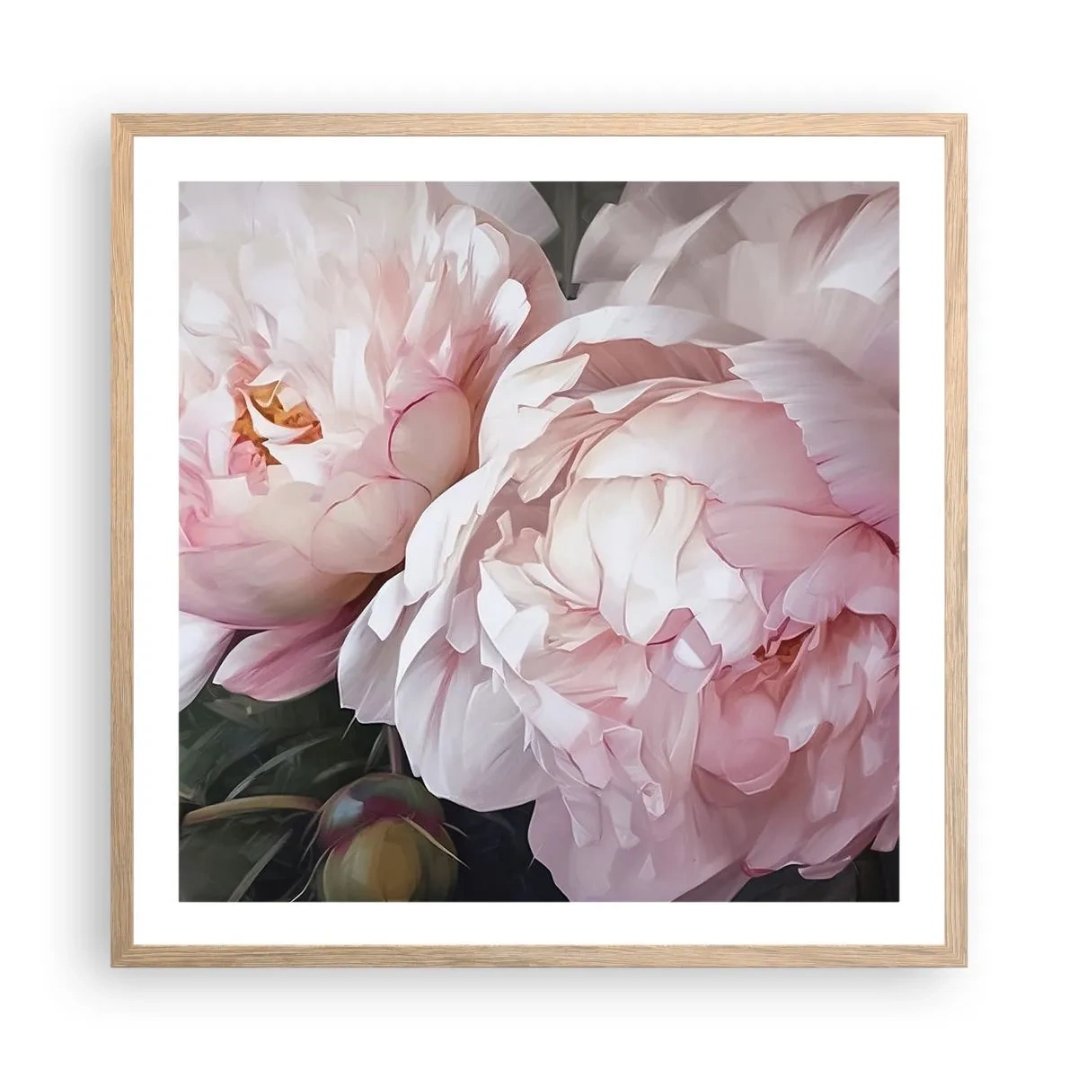 Poster in light oak frame - Captured in Full Bloom - 60x60 cm