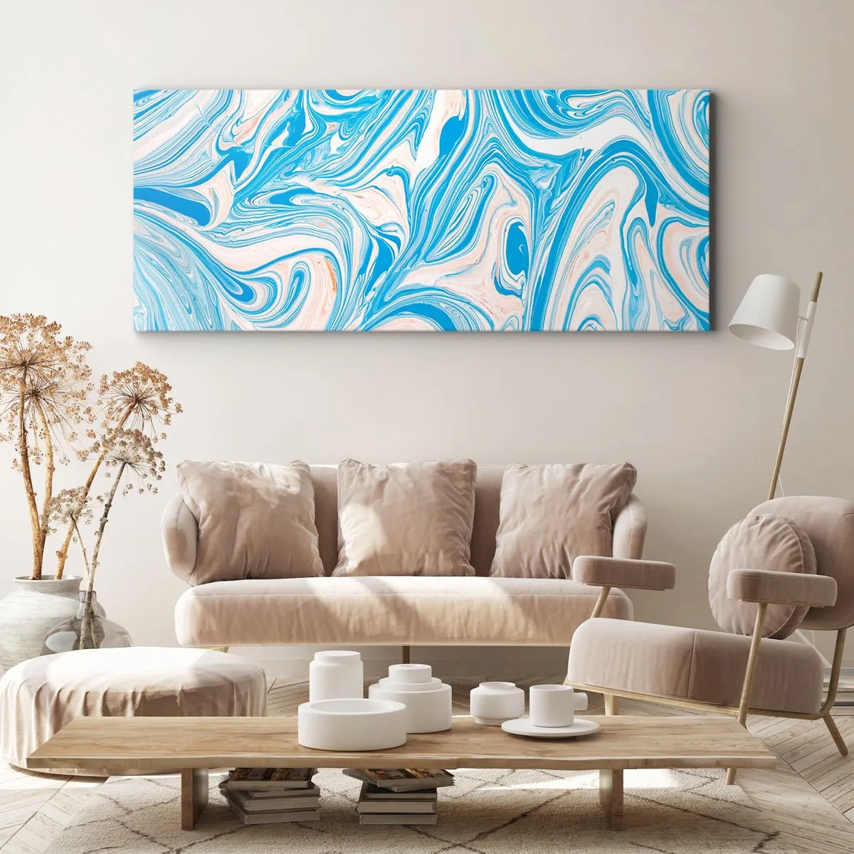 Canvas picture - Floodplain in Turquoise - 90x30 cm