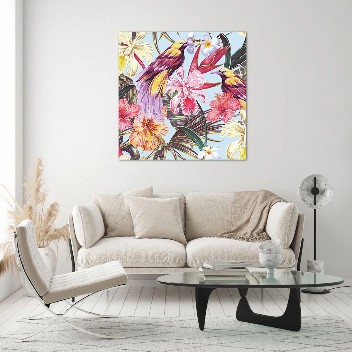 Glass picture - Flakes and Feathers - 70x70 cm