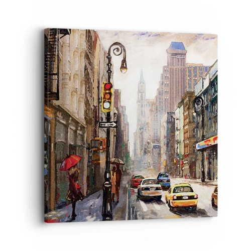Canvas picture - New York - Colourful in Rain - 30x30 cm