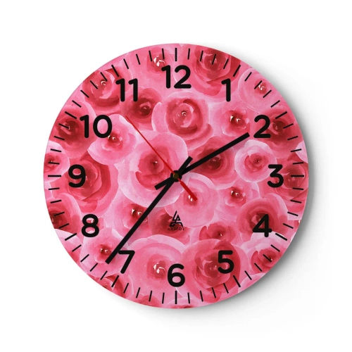 Wall clock - Clock on glass - Roses at the Bottom and at the Top - 40x40 cm