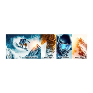 Photo Wallpaper Sample Self-Adhesive Deluxe Sticker - Extreme Emotions - Snowboarding, Sport, Winter - 100x30 cm